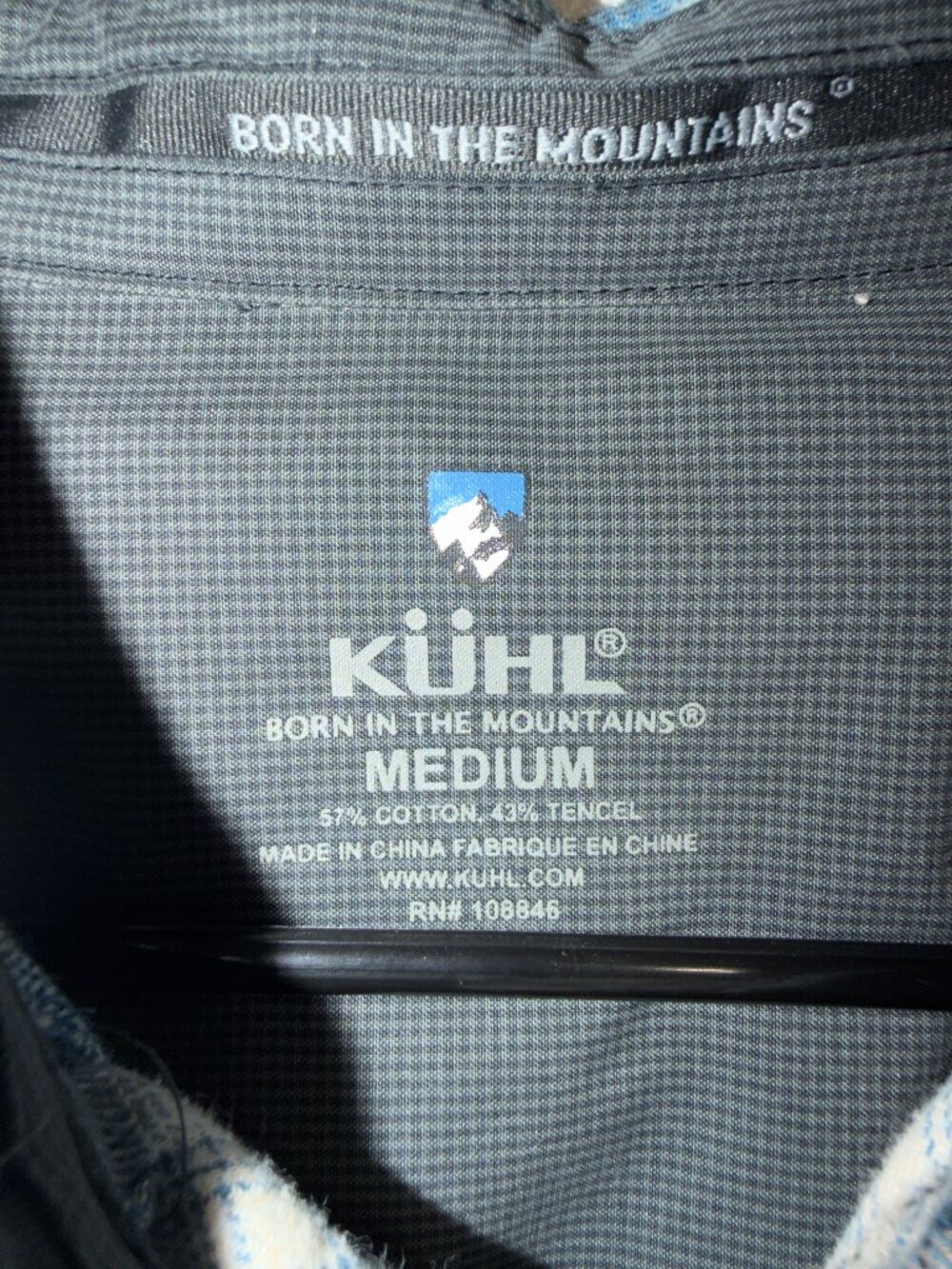 KUHL Men's Fugitive Flannel Shirt Medium Blue Tan Plaid Long Sleeve Button Up - Picture 3 of 6